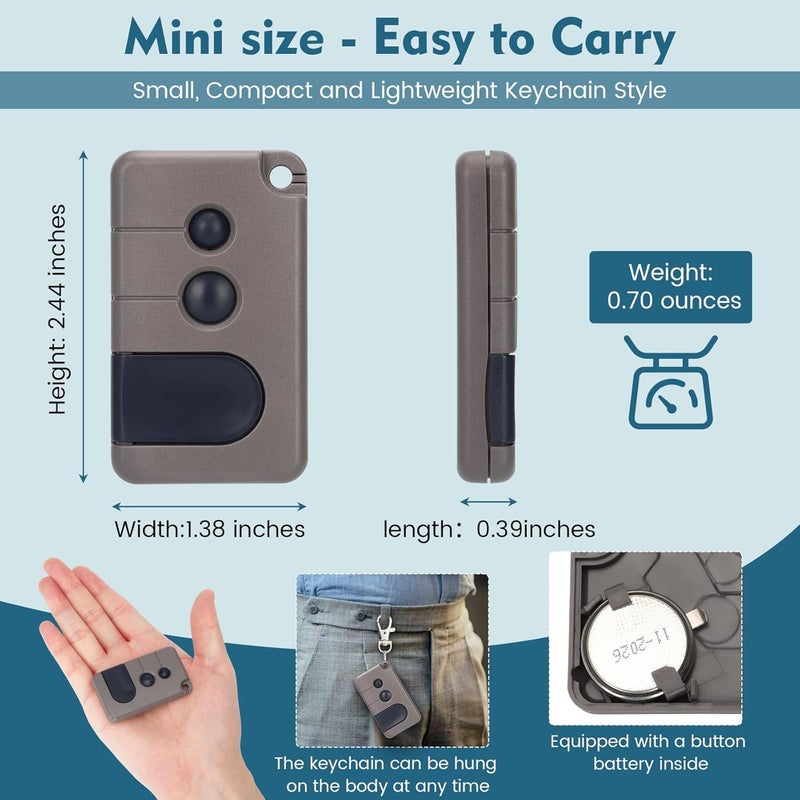 Cooouds 2 for Sears Craftsman Garage Door Remote 53680 139.53680 53681 139.53681 HBW1255 971LM 973LM,Key Chain Garage Door Opener Remote Work with RED/Orange Learn Button ONLY(1997-2005) - Image 4
